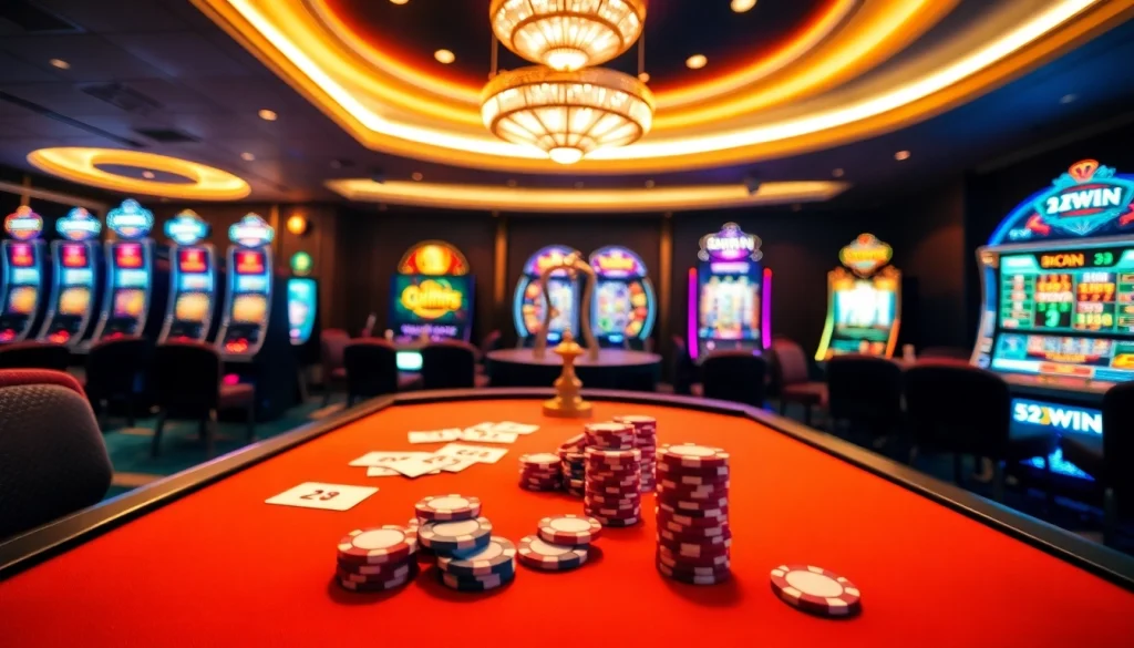 Exciting casino gameplay on 52WIN table with strategic card play and vibrant chips