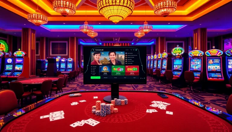 Experience the excitement of XOCDIA88 through vibrant casino gameplay with cards and chips.