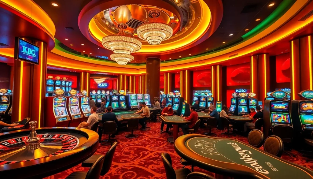 KJC offers unparalleled gaming experiences with vibrant casino tables and engaging slot machines.
