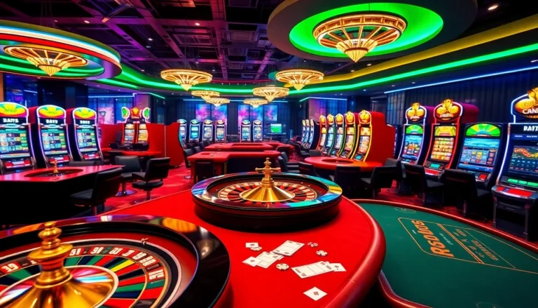 Experience thrilling online casino action with the link 88i, showcasing vibrant slot machines and betting tables.