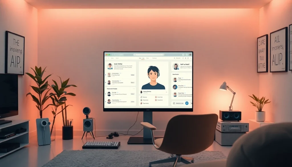 Engaging AI interface featuring an avant-garde design concept of ai slut in a modern workspace.