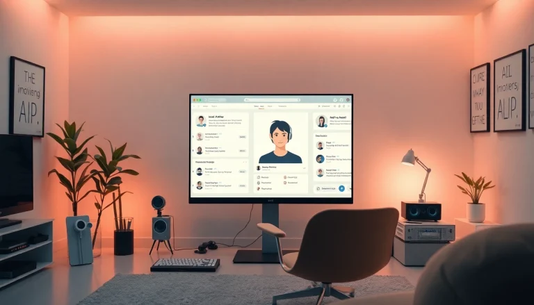 Engaging AI interface featuring an avant-garde design concept of ai slut in a modern workspace.