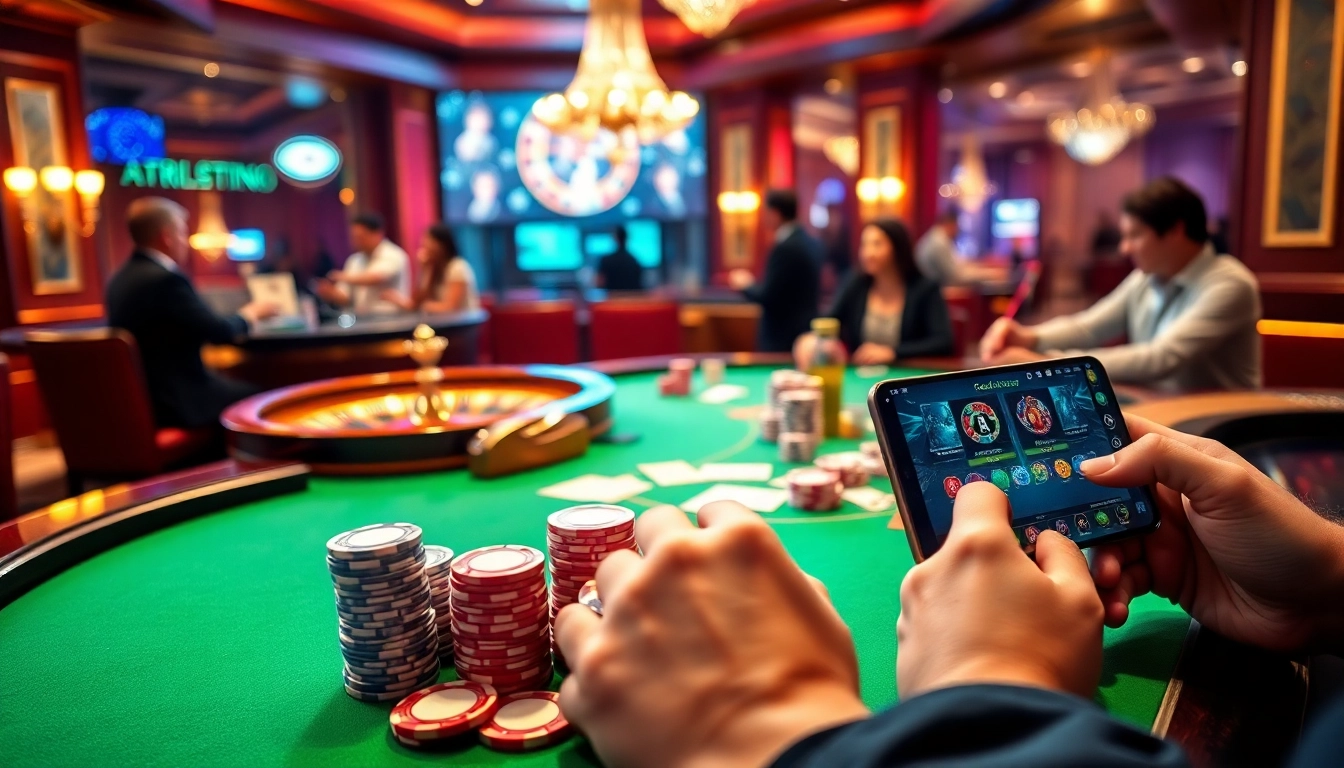 Experience the thrilling game bài xn88 at an elegant casino table surrounded by excited players.