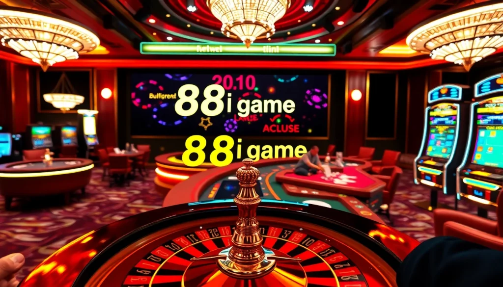 Exciting players engaging in the 88i game at a luxurious casino table with vibrant chips and cards.