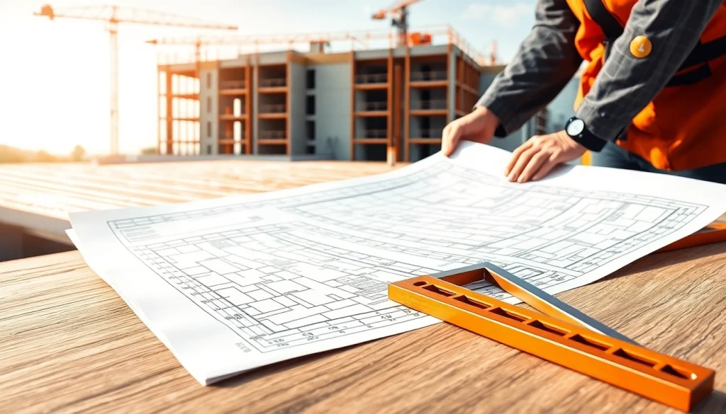 Effiziente Gefälleplanung Flachdach mit technischen Plänen und Werkzeugen.