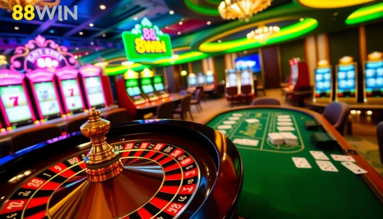 Experience the thrill of gaming with 68WIN at a vibrant casino table filled with action.