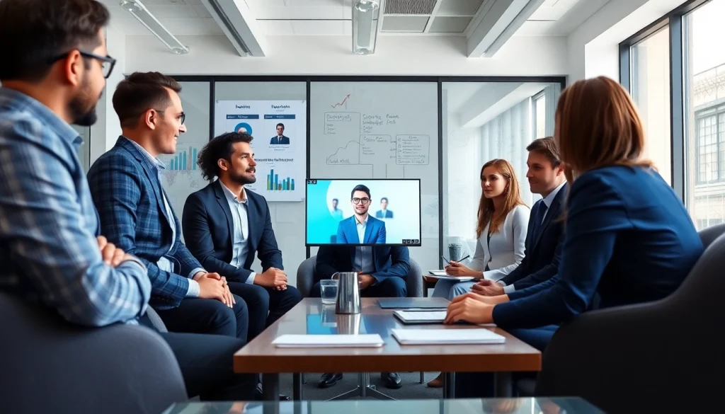 Professionelles Meeting für Personaldienstleister Vertrieb, das Kandidatenprofile und Vertriebswachstumsdiagramme zeigt.