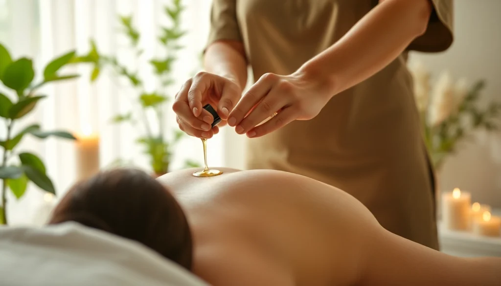 Aromaöl Massage in Berlin: Relaxing atmosphere with skilled therapist applying oils.