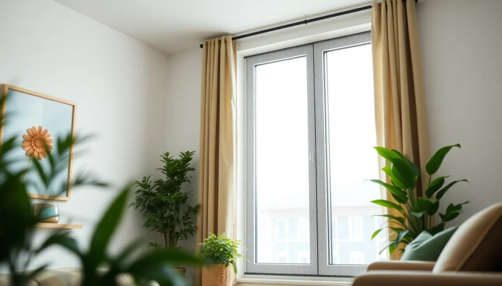 Fliegengittermaxx an Fenstern montiert für optimalen Insektenschutz in einem hellen Raum.