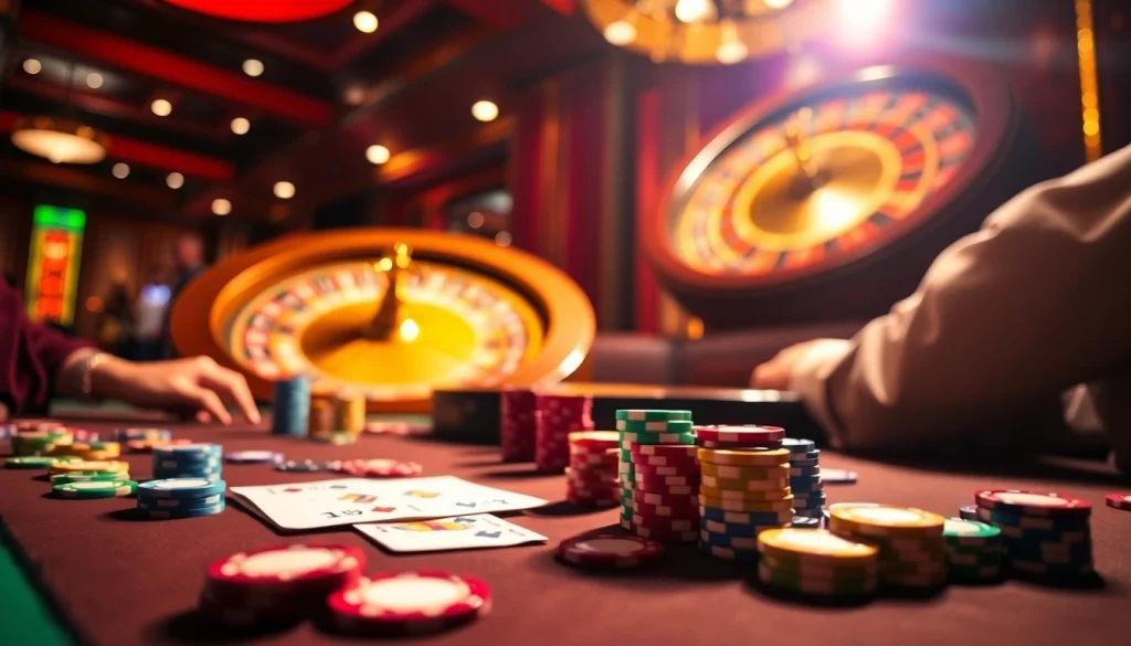 Experience the thrill of winning at xocdia88 with an exciting casino table and vibrant gaming atmosphere.