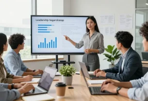 Beurteilung der Führung durch Bewertungen auf der Bewertungsplattform Führung in modernem Büro.